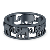Elephant Ring Oxidized Band Solid 925 Sterling Silver Thumb Ring (7mm)
