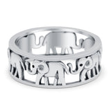 Elephant Ring Oxidized Band Solid 925 Sterling Silver Thumb Ring (7mm)