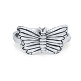Sterling Silver Fashion Butterfly Ring Band Oxidized Round 925 Sterling Silver