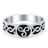 Celtic Ring Oxidized Band Solid 925 Sterling Silver (7mm)