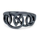 Celtic Ring Oxidized Band Solid 925 Sterling Silver (12mm)