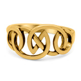 Celtic Ring Oxidized Band Solid 925 Sterling Silver (12mm)