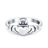 Oxidized Claddagh Promise Ring Celtic Heart Solid 925 Sterling Silver (9mm)