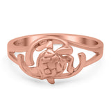 Turtle Ring Oxidized Band Solid 925 Sterling Silver Thumb Ring (10mm)