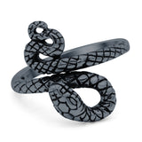 Snake Ring Oxidized Band Solid 925 Sterling Silver Thumb Ring (17mm)