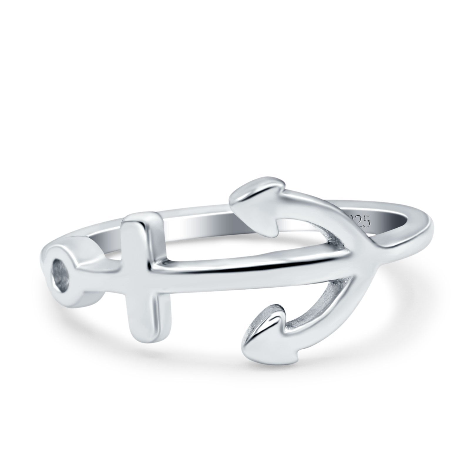 Anchor Band Rhodium Plated Ring Solid 925 Sterling Silver Thumb Ring (10mm)