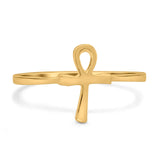 Ankh Band Rhodium Plated Ring Solid 925 Sterling Silver