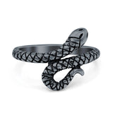 Snake Ring Oxidized Band Solid 925 Sterling Silver (17mm)
