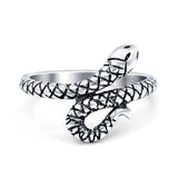Snake Ring Oxidized Band Solid 925 Sterling Silver (17mm)