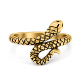 Snake Ring Oxidized Band Solid 925 Sterling Silver (17mm)