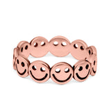 Smiley Face Band 6mm Oxidized Plain Thumb Ring 925 Sterling Silver