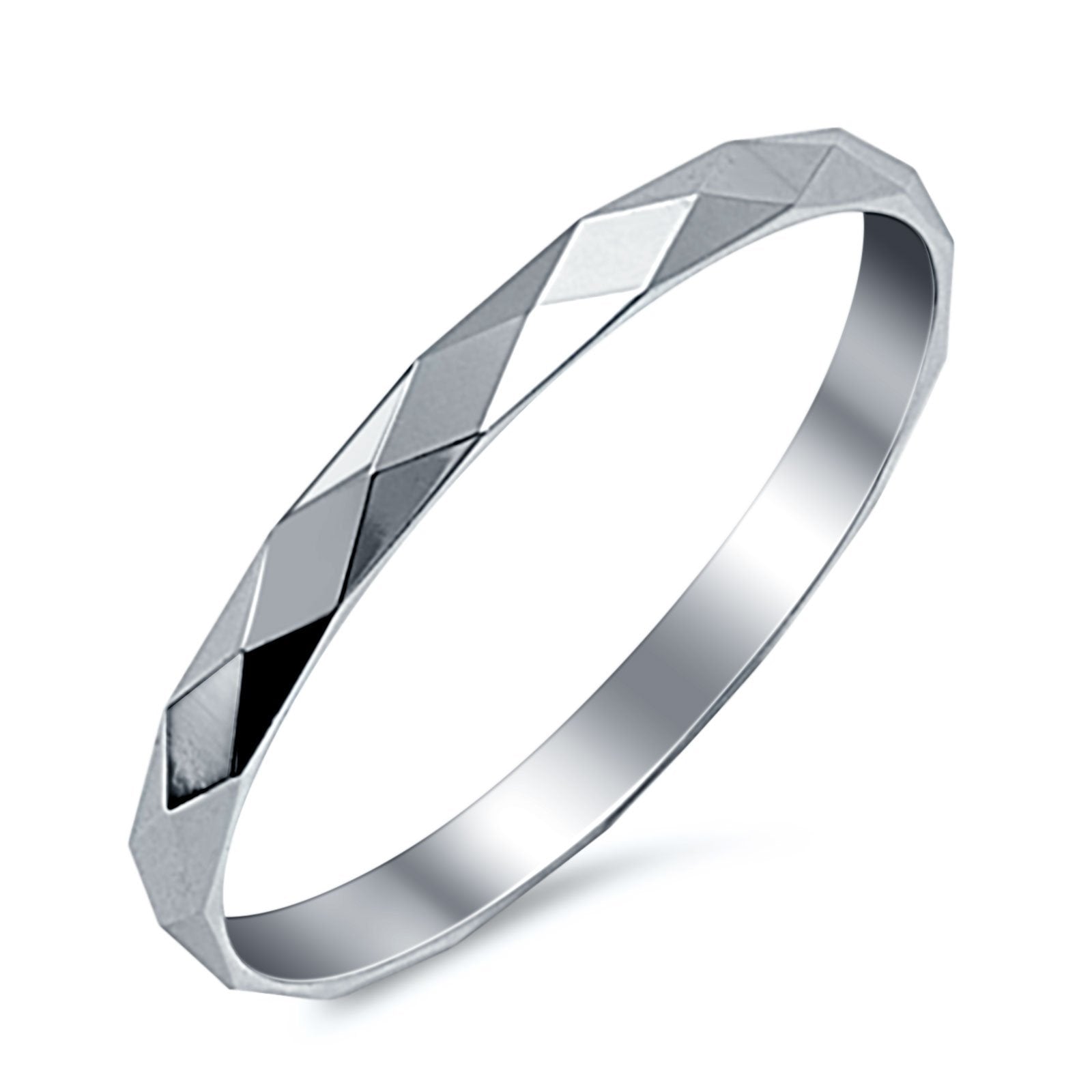 Silver Ring Hammered DC Style Wedding Band Round 925 Sterling Silver (2mm)