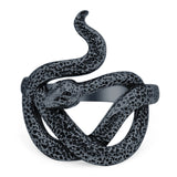 Snake Ring Oxidized Band Solid 925 Sterling Silver (22mm)