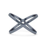 Criss Cross Ring Oxidized Band Solid 925 Sterling Silver Thumb Ring (19mm)