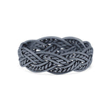 Rope Braided Ring Oxidized Band Solid 925 Sterling Silver Thumb Ring (6mm)