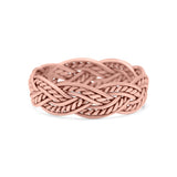 Rope Braided Ring Oxidized Band Solid 925 Sterling Silver Thumb Ring (6mm)