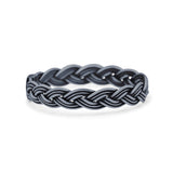 Rope Braided Ring Oxidized Band Solid 925 Sterling Silver Thumb Ring (3mm)