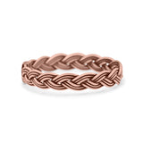 Rope Braided Ring Oxidized Band Solid 925 Sterling Silver Thumb Ring (3mm)