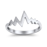 Simple Plain Petite Dainty Heart Beat Band Ring 925 Sterling Silver