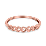 Hearts Band Rhodium Plated Ring Solid 925 Sterling Silver (3mm)