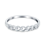 Hearts Band Rhodium Plated Ring Solid 925 Sterling Silver (3mm)