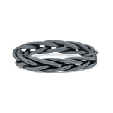 Celtic Weave Wire Rope Style Ring Oxidized Band Solid 925 Sterling Silver Thumb Ring (3.5mm)