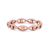 Infinity Bead Evil Eye Stackable Ring Oxidized Band Solid 925 Sterling Silver Thumb Ring (3mm)