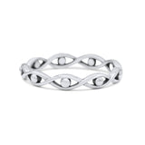 Infinity Bead Evil Eye Stackable Ring Oxidized Band Solid 925 Sterling Silver Thumb Ring (3mm)