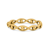 Infinity Bead Evil Eye Stackable Ring Oxidized Band Solid 925 Sterling Silver Thumb Ring (3mm)