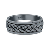 Braided Style Celtic Eternity Ring Spinner Style Oxidized Band Solid 925 Sterling Silver Thumb Ring (7mm)