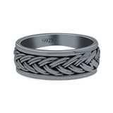 Braided Celtic New Design Spinner Style Oxidized Band Solid 925 Sterling Silver Thumb Ring 7mm(0.27)