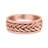 Braided Celtic New Design Spinner Style Oxidized Band Solid 925 Sterling Silver Thumb Ring 7mm(0.27)