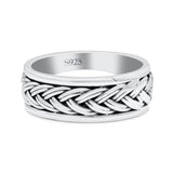 Braided Style Celtic Eternity Ring Spinner Style Oxidized Band Solid 925 Sterling Silver Thumb Ring (7mm)