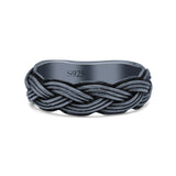 Braided Trending Modern Thick Celtic Woven Design Oxidized Band Solid 925 Sterling Silver Thumb Ring 5mm(0.19)