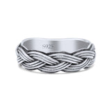 Braided Trending Modern Thick Celtic Woven Design Oxidized Band Solid 925 Sterling Silver Thumb Ring 5mm(0.19)