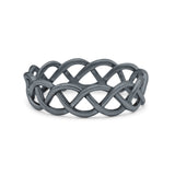 Braided Style Full Eternity Infinity Ring Oxidized Band Solid 925 Sterling Silver 7mm