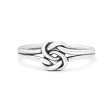 Intertwined Celtic Infinity Knot Heart Ring Oxidized Band Solid 925 Sterling Silver Thumb Ring 7mm