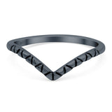 V Shape Ring Oxidized Band Solid 925 Sterling Silver Thumb Ring (7mm)
