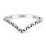 V Shape Ring Oxidized Band Solid 925 Sterling Silver Thumb Ring (7mm)