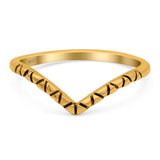 V Shape Ring Oxidized Band Solid 925 Sterling Silver Thumb Ring (7mm)