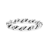 Twisted Wire Rope Style Woven Knot Oxidized  Ring 925 Sterling Silver
