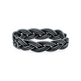 Intricate Weave Braided Knot Promise Rope Ring Band Solid 925 Sterling Silver Thumb Ring (5mm)