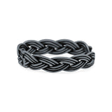 Intricate Weave Braided Knot Promise Oxidized Rope Band New Design Solid 925 Sterling Silver Thumb Ring 5mm