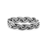 Intricate Weave Braided Knot Promise Oxidized Rope Band New Design Solid 925 Sterling Silver Thumb Ring 5mm