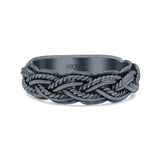 Multi Braided Twisted Rope Woven Knot Oxidized Band Solid 925 Sterling Silver Thumb Ring 6mm