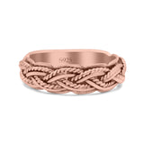 Multi Braided Twisted Rope Woven Knot Oxidized Band Solid 925 Sterling Silver Thumb Ring 6mm