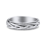 Thin Braided Band Chain Wire Style Ring Oxidized Band Solid 925 Sterling Silver Thumb Ring (4mm)