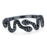 Snake Ring Oxidized Band Solid 925 Sterling Silver (6mm)