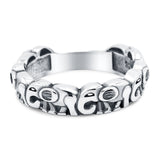 Elephants Ring Oxidized Band Solid 925 Sterling Silver (5mm)