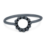 Circle Ring Oxidized Band Solid 925 Sterling Silver (8mm)